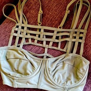 One Teaspoon Caged Bralette Sage Green